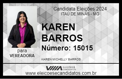 Candidato KAREN BARROS 2024 - ITAÚ DE MINAS - Eleições