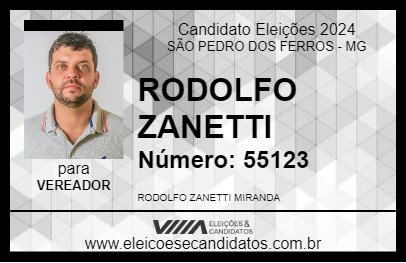 Candidato RODOLFO ZANETTI 2024 - SÃO PEDRO DOS FERROS - Eleições