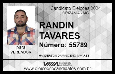 Candidato RANDIN TAVARES 2024 - ORIZÂNIA - Eleições