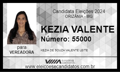 Candidato KEZIA VALENTE 2024 - ORIZÂNIA - Eleições