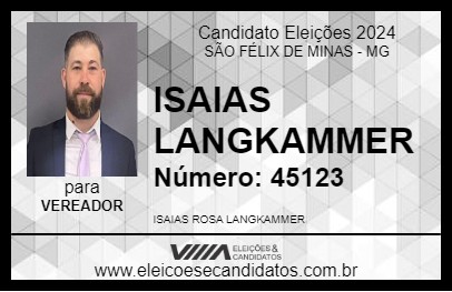 Candidato ISAIAS LANGKAMMER 2024 - SÃO FÉLIX DE MINAS - Eleições