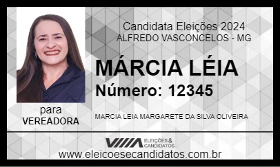 Candidato MÁRCIA LÉIA 2024 - ALFREDO VASCONCELOS - Eleições