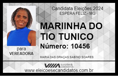 Candidato MARIINHA DO TIO TUNICO 2024 - ESPERA FELIZ - Eleições