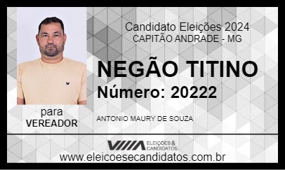 Candidato NEGÃO TITINO 2024 - CAPITÃO ANDRADE - Eleições