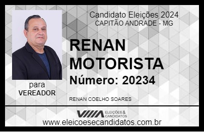 Candidato RENAN MOTORISTA 2024 - CAPITÃO ANDRADE - Eleições