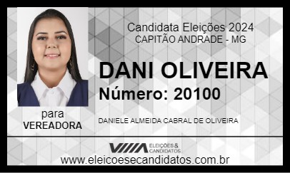 Candidato DANI OLIVEIRA 2024 - CAPITÃO ANDRADE - Eleições