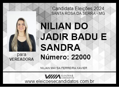 Candidato NILIAN DO JADIR BADU E SANDRA 2024 - SANTA ROSA DA SERRA - Eleições