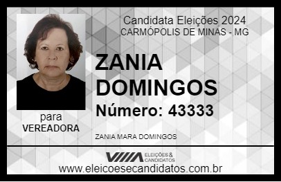 Candidato ZANIA DOMINGOS 2024 - CARMÓPOLIS DE MINAS - Eleições