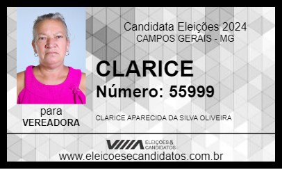 Candidato CLARICE 2024 - CAMPOS GERAIS - Eleições