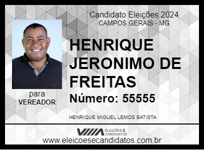 Candidato HENRIQUE LEMOS 2024 - CAMPOS GERAIS - Eleições