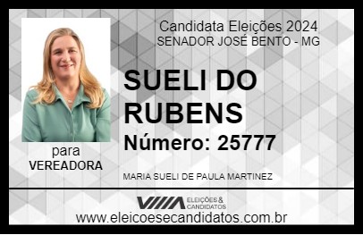 Candidato SUELI DO RUBENS 2024 - SENADOR JOSÉ BENTO - Eleições