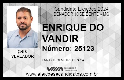 Candidato ENRIQUE DO VANDIR 2024 - SENADOR JOSÉ BENTO - Eleições