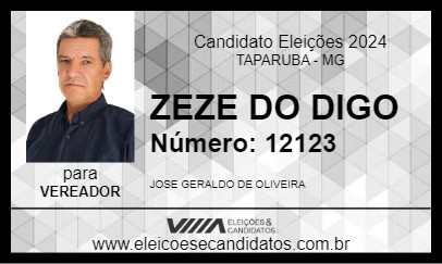 Candidato ZEZE DO DIGO 2024 - TAPARUBA - Eleições