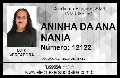 Candidato ANINHA DA ANA NANIA 2024 - TAPARUBA - Eleições