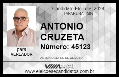 Candidato ANTONIO CRUZETA 2024 - TAPARUBA - Eleições