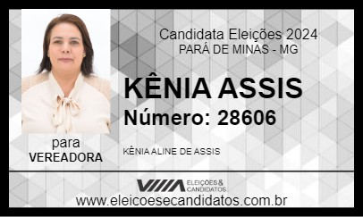 Candidato KÊNIA ASSIS 2024 - PARÁ DE MINAS - Eleições