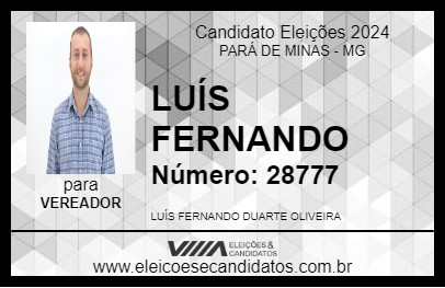 Candidato LUÍS FERNANDO 2024 - PARÁ DE MINAS - Eleições