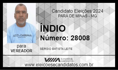 Candidato ÍNDIO 2024 - PARÁ DE MINAS - Eleições