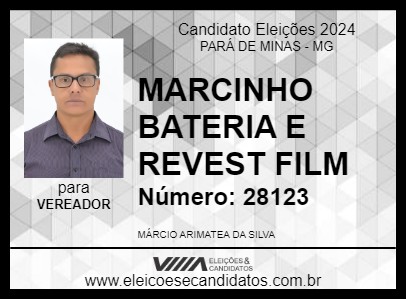 Candidato MARCINHO BATERIA E REVEST FILM 2024 - PARÁ DE MINAS - Eleições