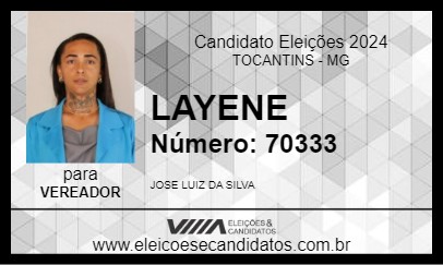 Candidato LAYENE 2024 - TOCANTINS - Eleições