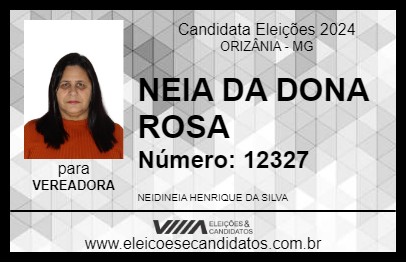 Candidato NEIA DA DONA ROSA 2024 - ORIZÂNIA - Eleições