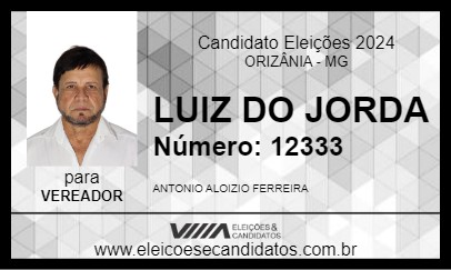 Candidato LUIZ DO JORDA 2024 - ORIZÂNIA - Eleições