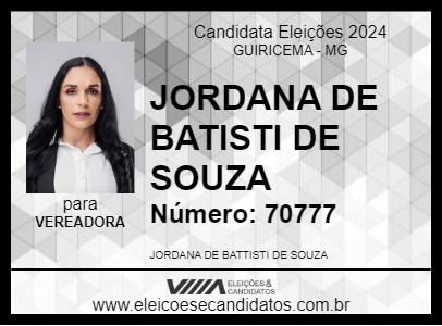 Candidato JORDANA DE BATISTI DE SOUZA 2024 - GUIRICEMA - Eleições