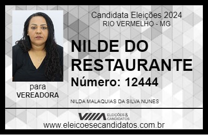 Candidato NILDE DO RESTAURANTE 2024 - RIO VERMELHO - Eleições