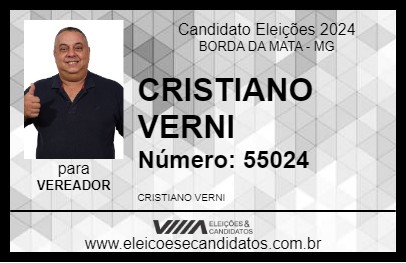 Candidato CRISTIANO VERNI 2024 - BORDA DA MATA - Eleições