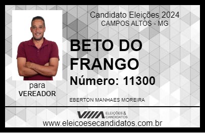 Candidato BETO DO FRANGO 2024 - CAMPOS ALTOS - Eleições