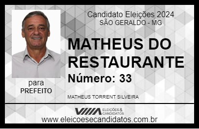 Candidato MATHEUS DO RESTAURANTE 2024 - SÃO GERALDO - Eleições