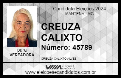 Candidato CREUZA CALIXTO 2024 - MANTENA - Eleições