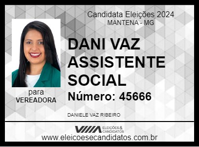 Candidato DANI VAZ ASSISTENTE SOCIAL 2024 - MANTENA - Eleições