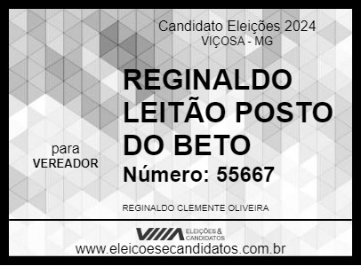 Candidato REGINALDO LEITÃO POSTO DO BETO 2024 - VIÇOSA - Eleições