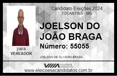 Candidato JOELSON DO JOÃO BRAGA 2024 - TOCANTINS - Eleições