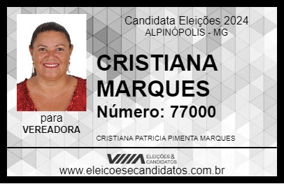 Candidato CRISTIANA MARQUES  2024 - ALPINÓPOLIS - Eleições