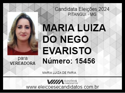 Candidato MARIA LUIZA DO NEGO EVARISTO 2024 - PITANGUI - Eleições