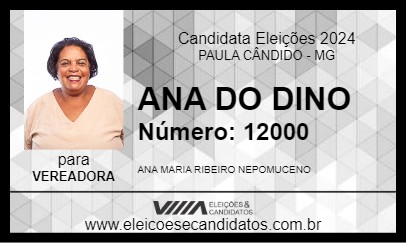 Candidato ANA DO DINO 2024 - PAULA CÂNDIDO - Eleições