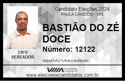 Candidato BASTIÃO DO ZÉ DOCE 2024 - PAULA CÂNDIDO - Eleições