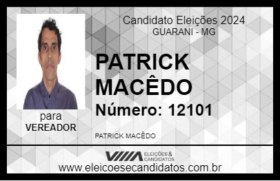 Candidato PATRICK MACÊDO 2024 - GUARANI - Eleições