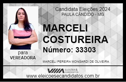 Candidato MARCELI COSTUREIRA 2024 - PAULA CÂNDIDO - Eleições