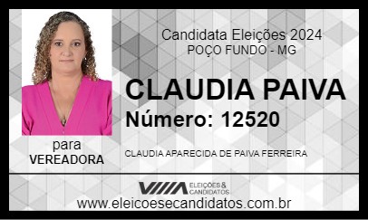 Candidato CLAUDIA PAIVA 2024 - POÇO FUNDO - Eleições