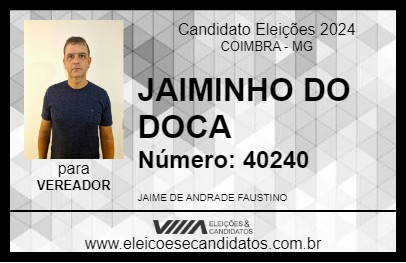 Candidato JAIMINHO DO DOCA 2024 - COIMBRA - Eleições