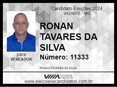 Candidato RONAN TAVARES 2024 - VAZANTE - Eleições