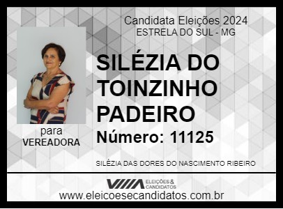 Candidato SILÉZIA DO TOINZINHO PADEIRO 2024 - ESTRELA DO SUL - Eleições