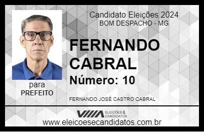 Candidato FERNANDO CABRAL 2024 - BOM DESPACHO - Eleições