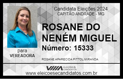 Candidato ROSANE DO NENÉM MIGUEL 2024 - CAPITÃO ANDRADE - Eleições