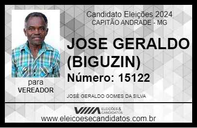 Candidato JOSE GERALDO (BIGUZIN)  2024 - CAPITÃO ANDRADE - Eleições