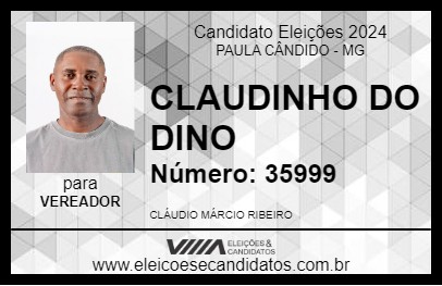 Candidato CLAUDINHO DO DINO 2024 - PAULA CÂNDIDO - Eleições