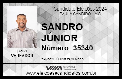 Candidato SANDRO JÚNIOR 2024 - PAULA CÂNDIDO - Eleições